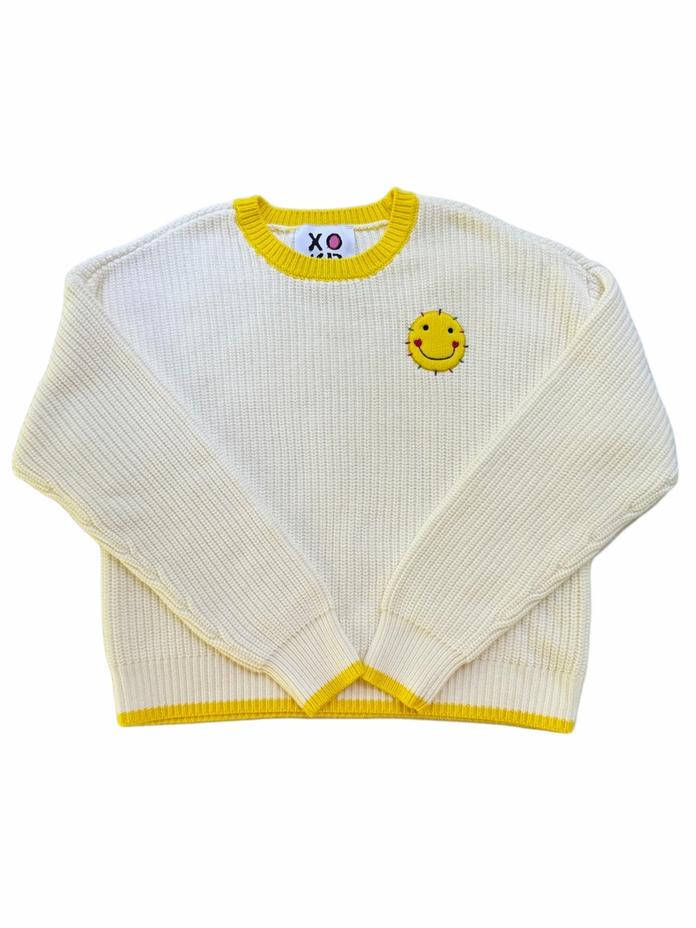 Kerri Rosenthal Smiley Face Embroidered Knit Sweater Size Medium Anthropologie